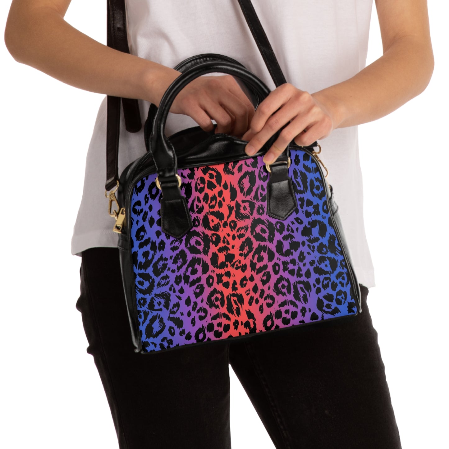 Vibrant Leopard Print Shoulder Handbag