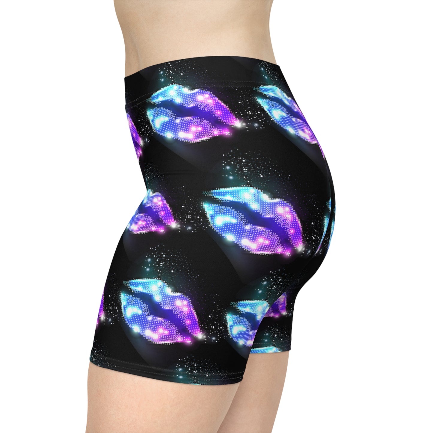 💋 Cosmic Lip Print Biker Shorts Bold & Stylish Women’s Athletic Shorts | Perfect for Festivals, Summer Days & Fierce Fashion Moments
