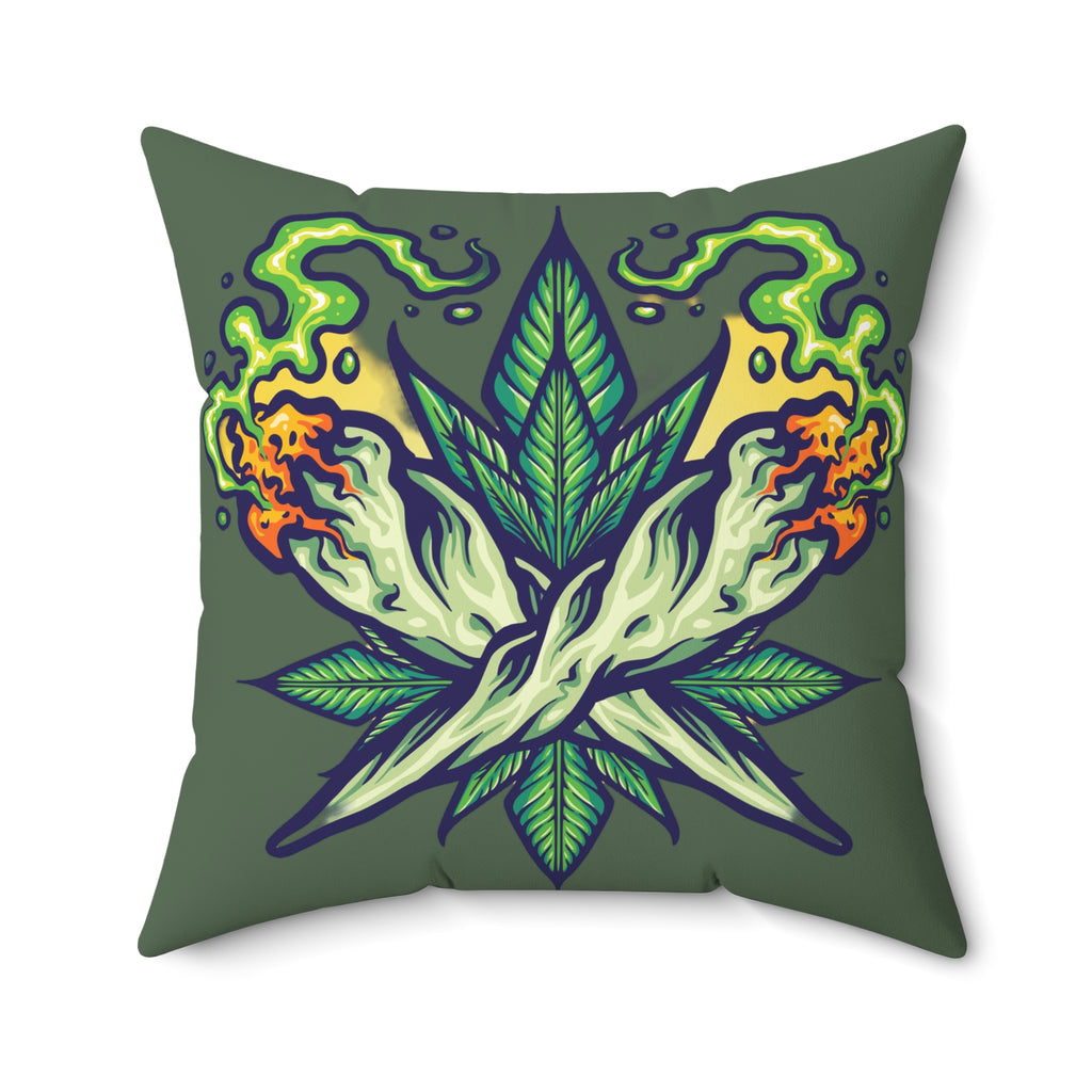 Cannabis Leaf Throw Pillow — Bold Graphic Decorative Cushion