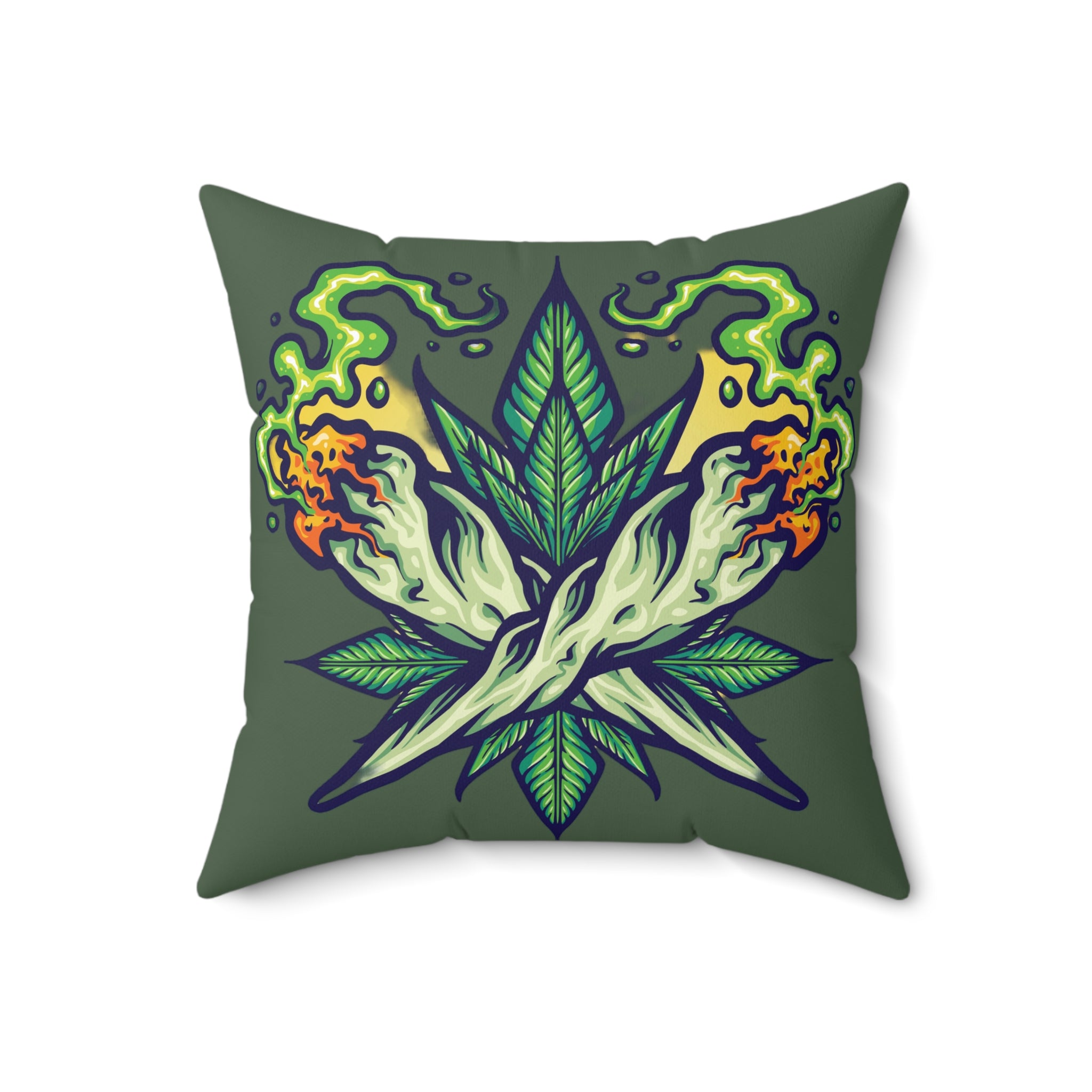 Cannabis Leaf Throw Pillow — Bold Graphic Decorative Cushion
