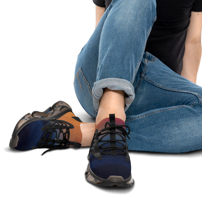 Blue and Orange Gradient Men's Mesh Sneakers | Bold Style Meets All-Day Comfort