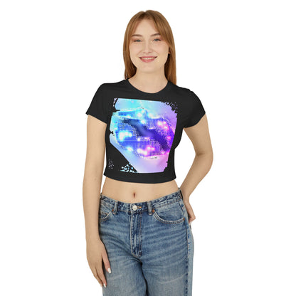 💋 Cosmic Lips Baby Tee Trendy Women’s Graphic Crop Top | Festival Wear, Summer Street Style & Bold Everyday Looks