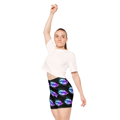 💋 Cosmic Lip Print Biker Shorts Bold & Stylish Women’s Athletic Shorts | Perfect for Festivals, Summer Days & Fierce Fashion Moments