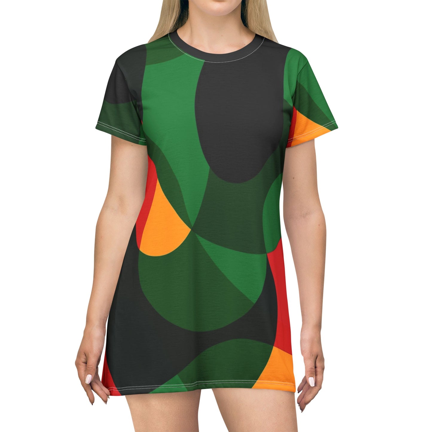 Vibrant Abstract T-Shirt Dress – Bold Style Meets Everyday Comfort