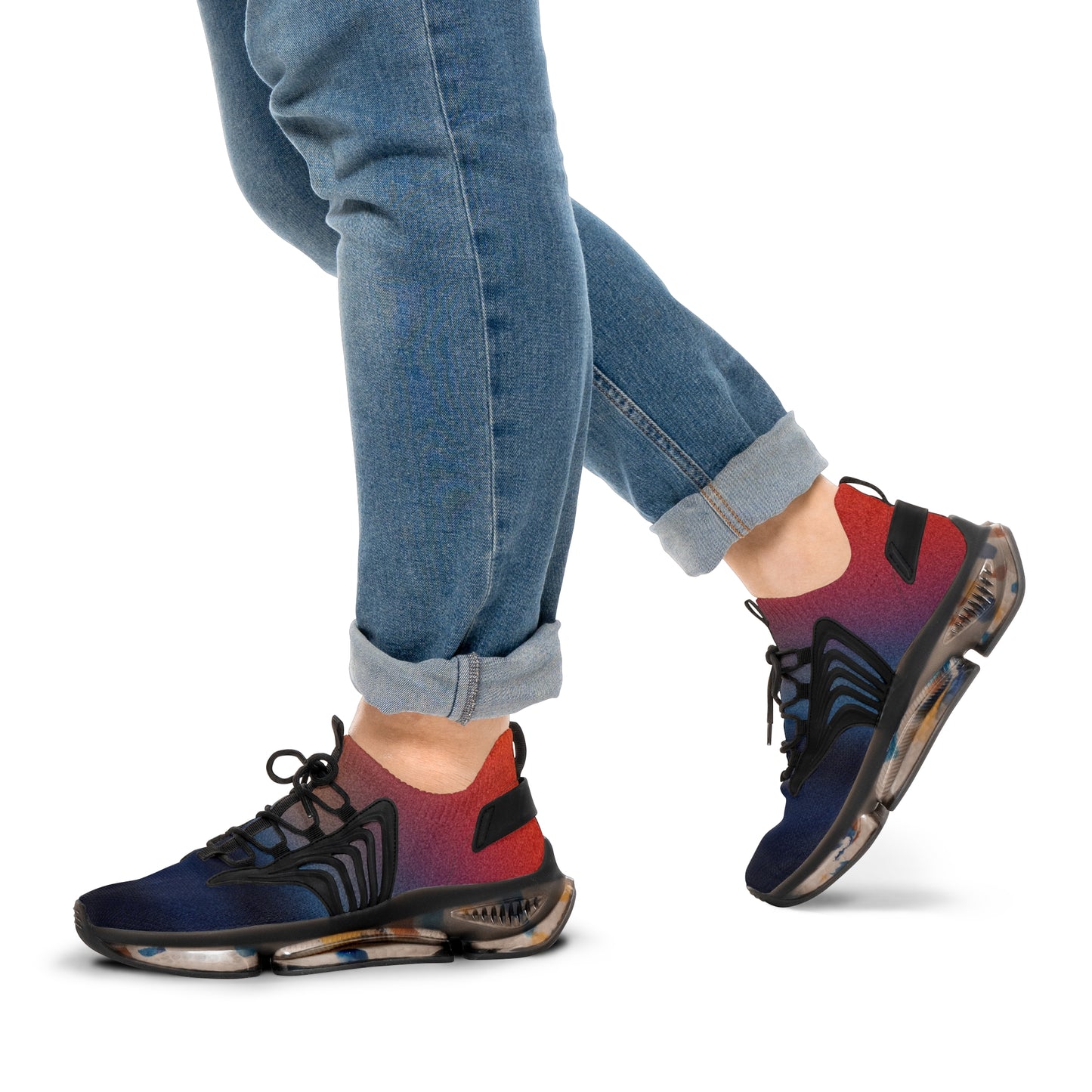 Blue and Orange Gradient Men's Mesh Sneakers | Bold Style Meets All-Day Comfort