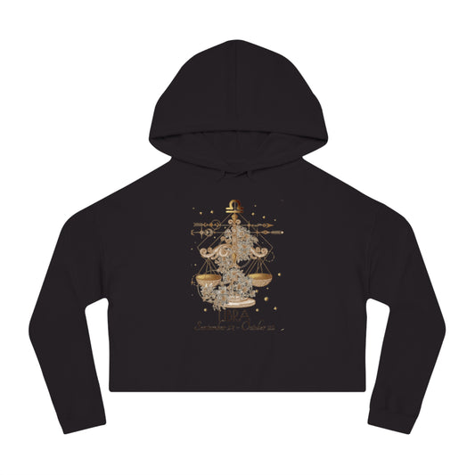 ✨ Libra Chic Cropped Hoodie with Festive Design | Women’s Casual Pullover | Holiday Gift | Cozy Sweatshirt | Seasonal Style 🎄