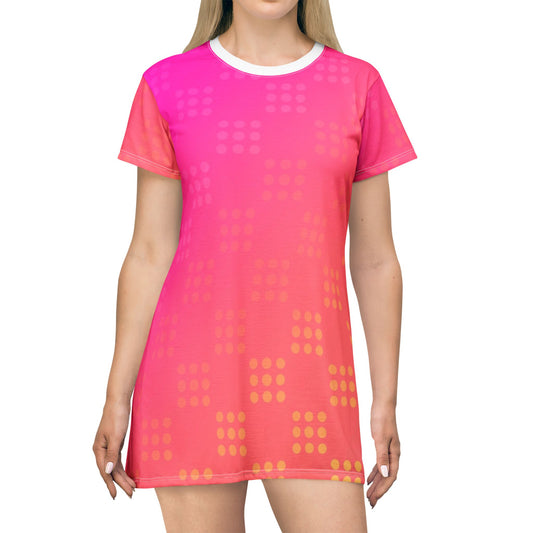 SunBlush T-Shirt Dress | Gradient Pink Summer Dress, Casual Boho Chic, Beachwear & Night Out Style