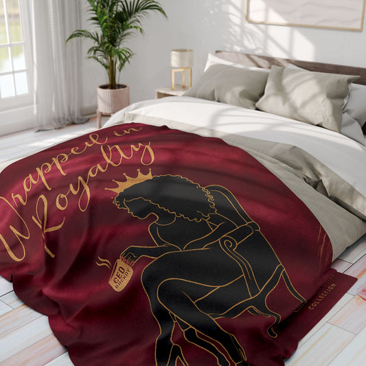 Wrapped in Royalty Fleece Blanket | Luxurious Self-Care Throw for Empowerment, Home Décor & Thoughtful Gifting