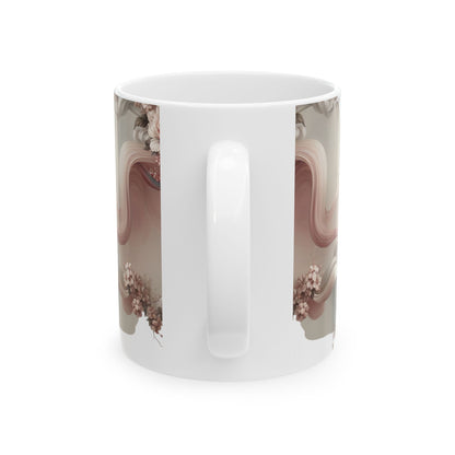 Graceful Blooms Ceramic Mug — Motivational Sip for Home & Office