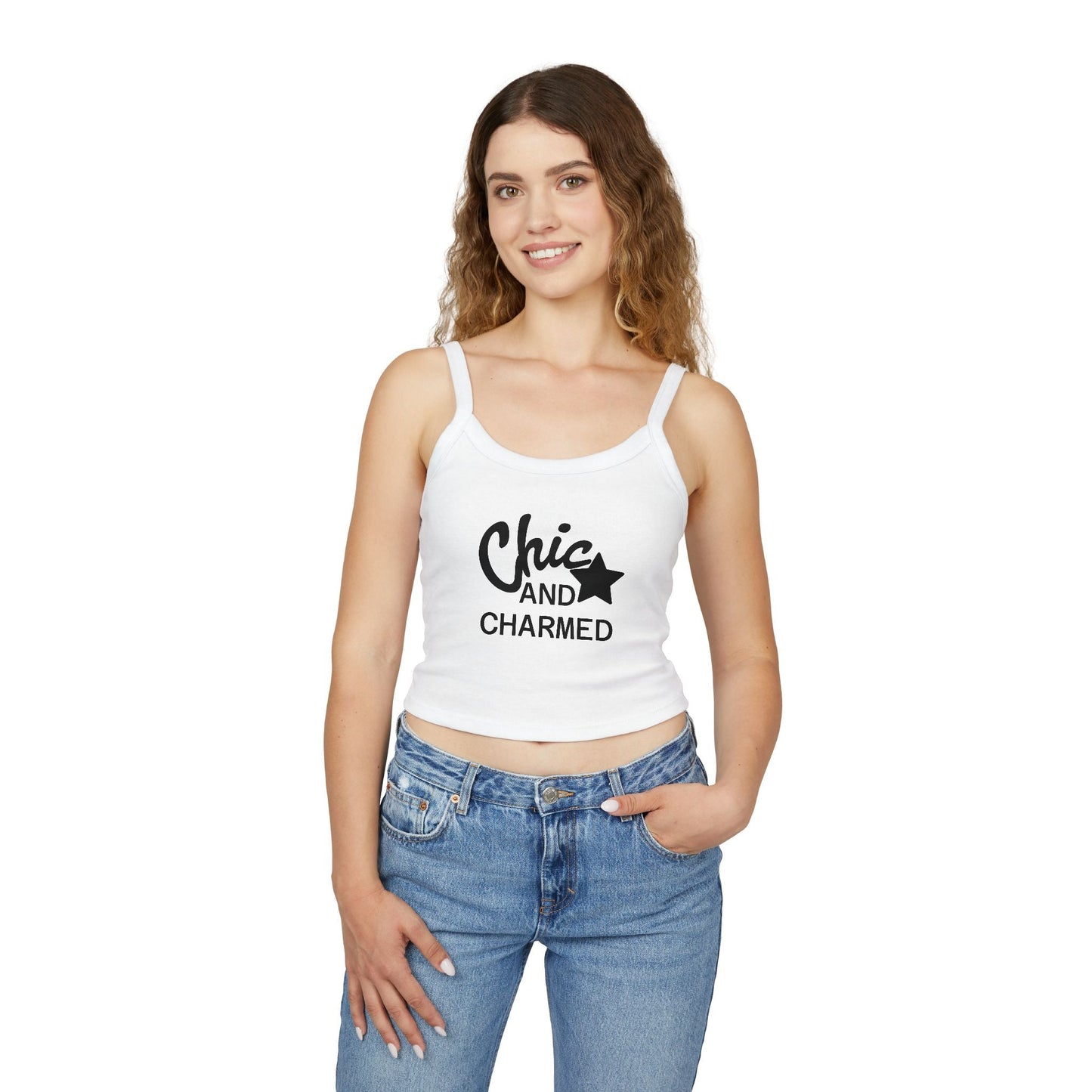 Chic & Charmed Flow Set — High-Waisted Yoga Leggings & Spaghetti Strap Tank