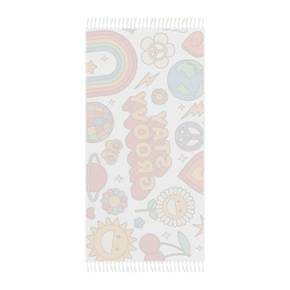 Groove & Glow Boho Beach Blanket | Retro Towel, Summer Throw, Festival Mat & Hippie Beach Vibe Accessory
