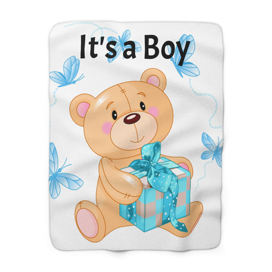 🐻 Adorable Baby Boy Sherpa Fleece Blanket