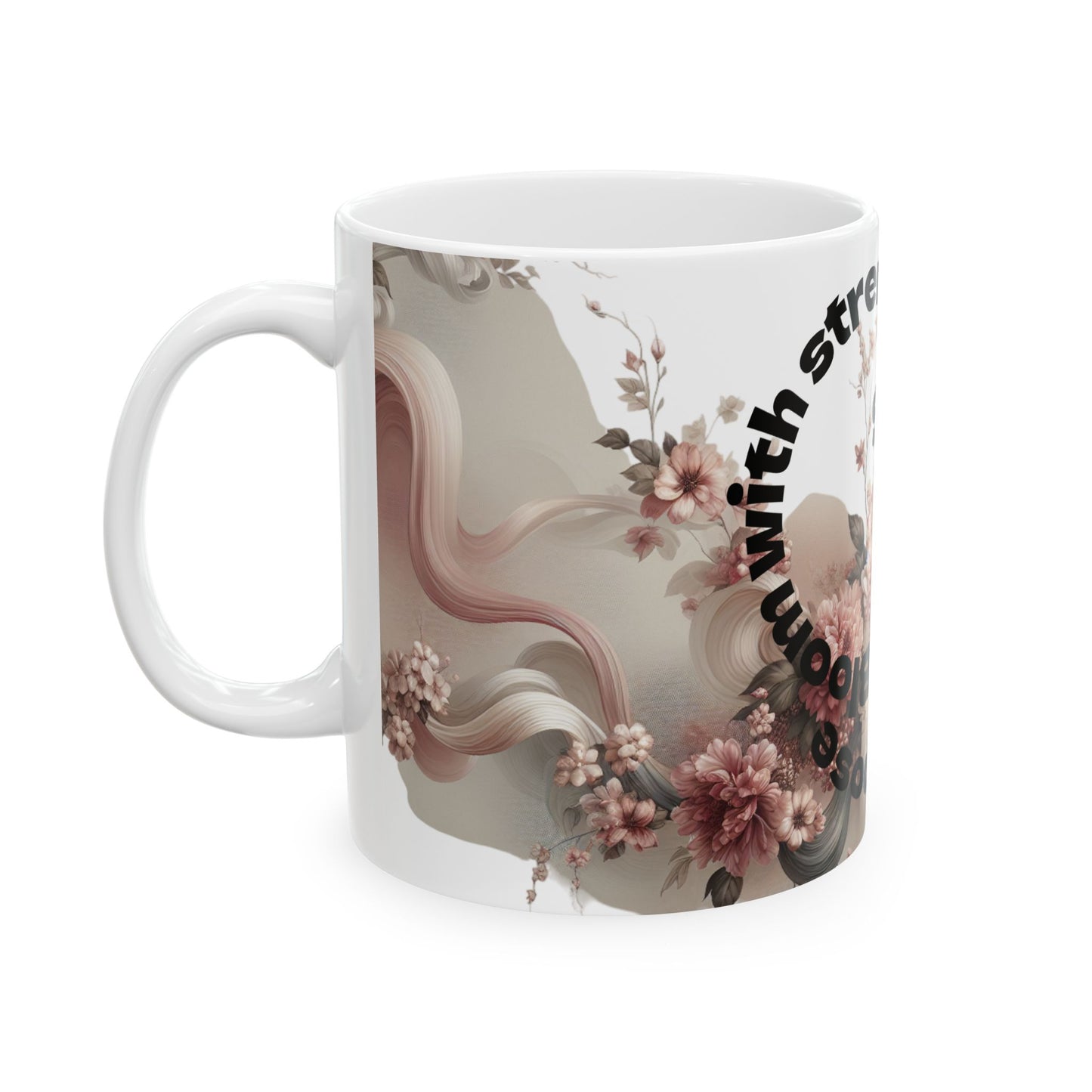 Graceful Blooms Ceramic Mug — Motivational Sip for Home & Office