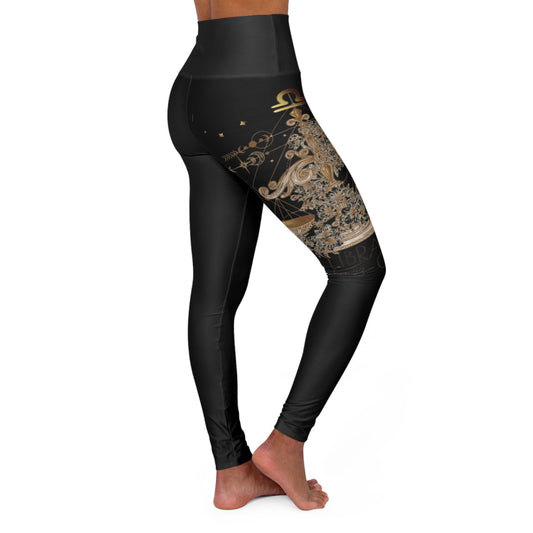 🌙 High Waisted Yoga Leggings with Celestial Design | Comfortable Activewear for Fitness, Yoga, or Leisure | Libra (Black) ⚖️