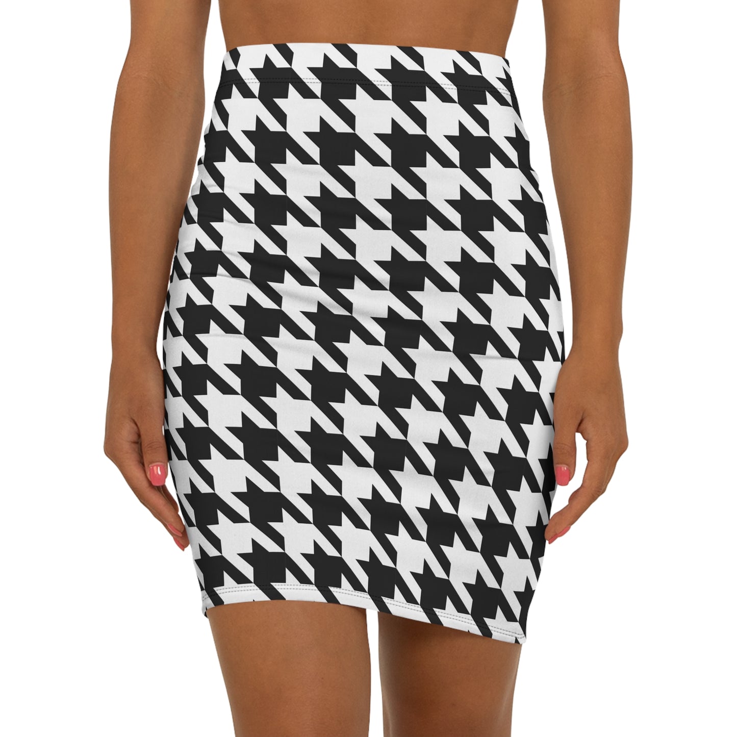 Bold Elegance: Women’s Houndstooth Pencil Skirt for Work & Play