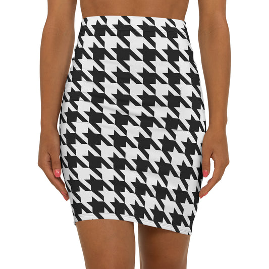 Bold Elegance: Women’s Houndstooth Pencil Skirt for Work & Play