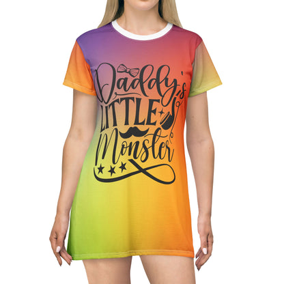 Daddy's Little Monster T-Shirt Dress | Fun Summer Outfit , Vibrant Daily Wear, Unique Birthday Gift