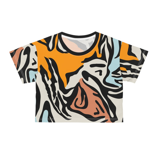 Wild Expression Set — Abstract Cropped Tee & “Wild & Free” Relaxed Shorts