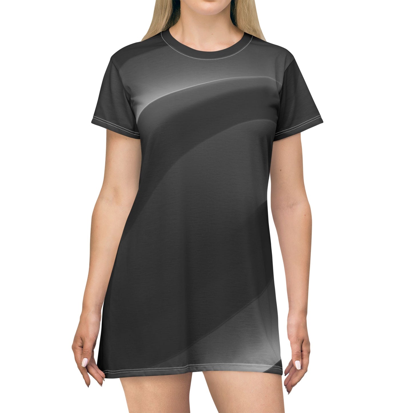 SlateCharm T-Shirt Dress | Stylish Monochrome Casual Wear, Perfect for Summer, Lounging & Thoughtful Gifting