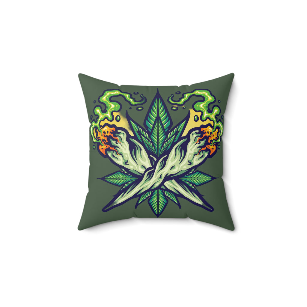 Cannabis Leaf Throw Pillow — Bold Graphic Decorative Cushion
