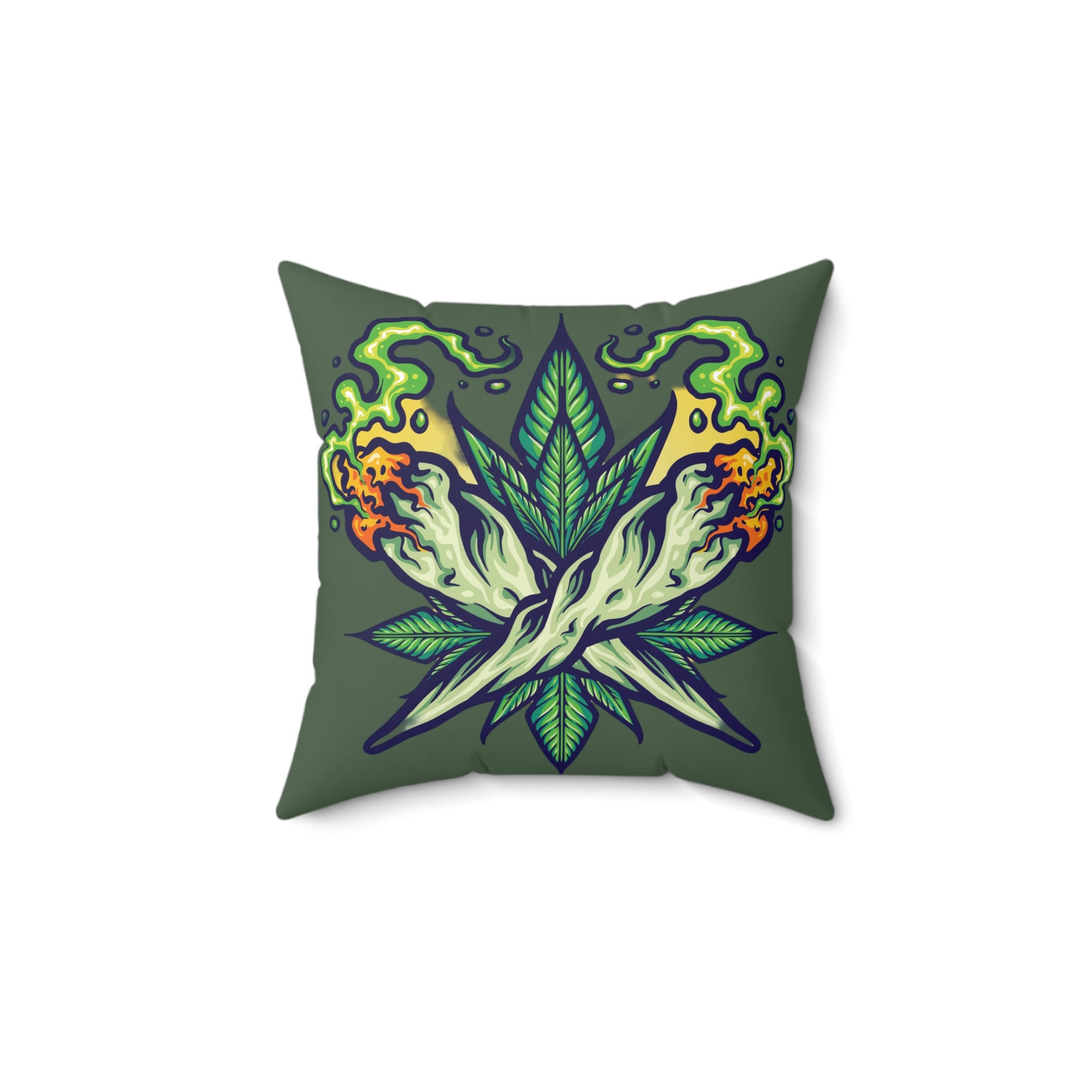 Cannabis Leaf Throw Pillow — Bold Graphic Decorative Cushion