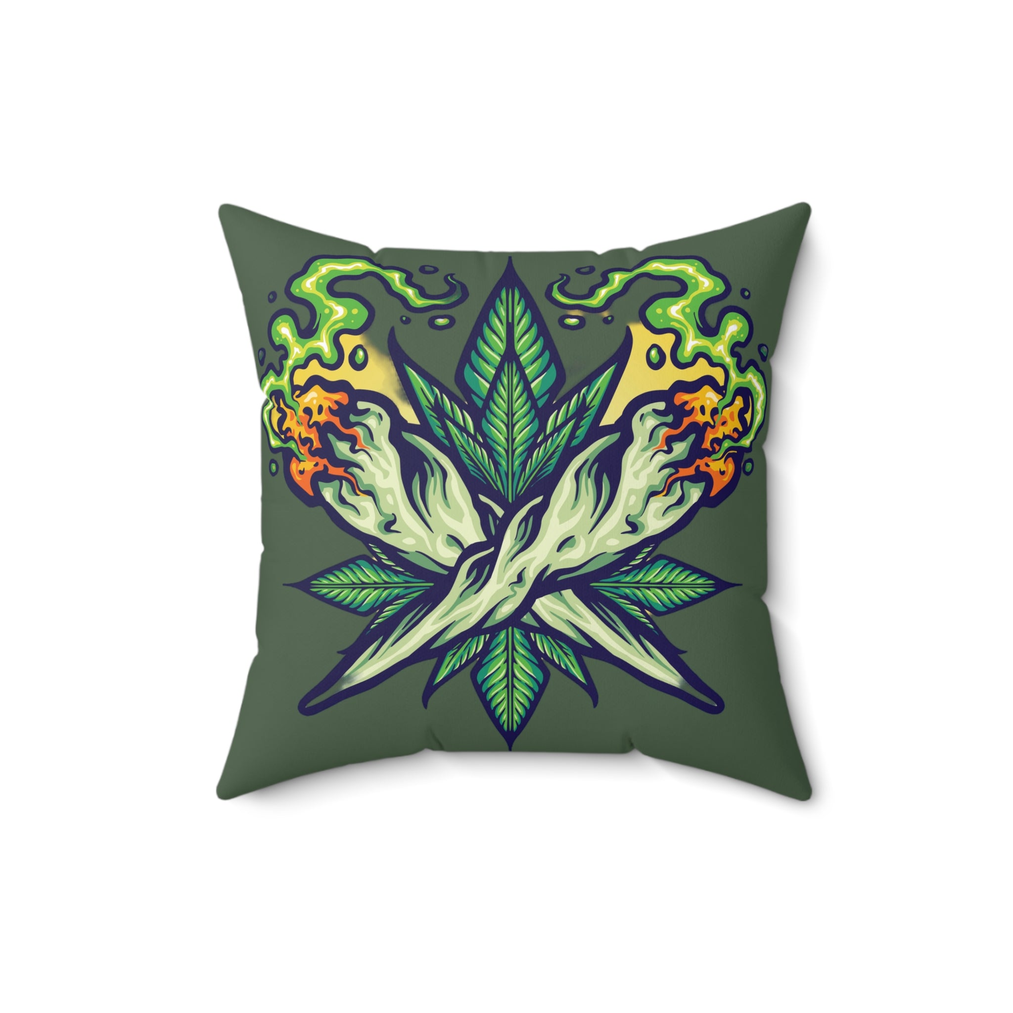 Cannabis Leaf Throw Pillow — Bold Graphic Decorative Cushion