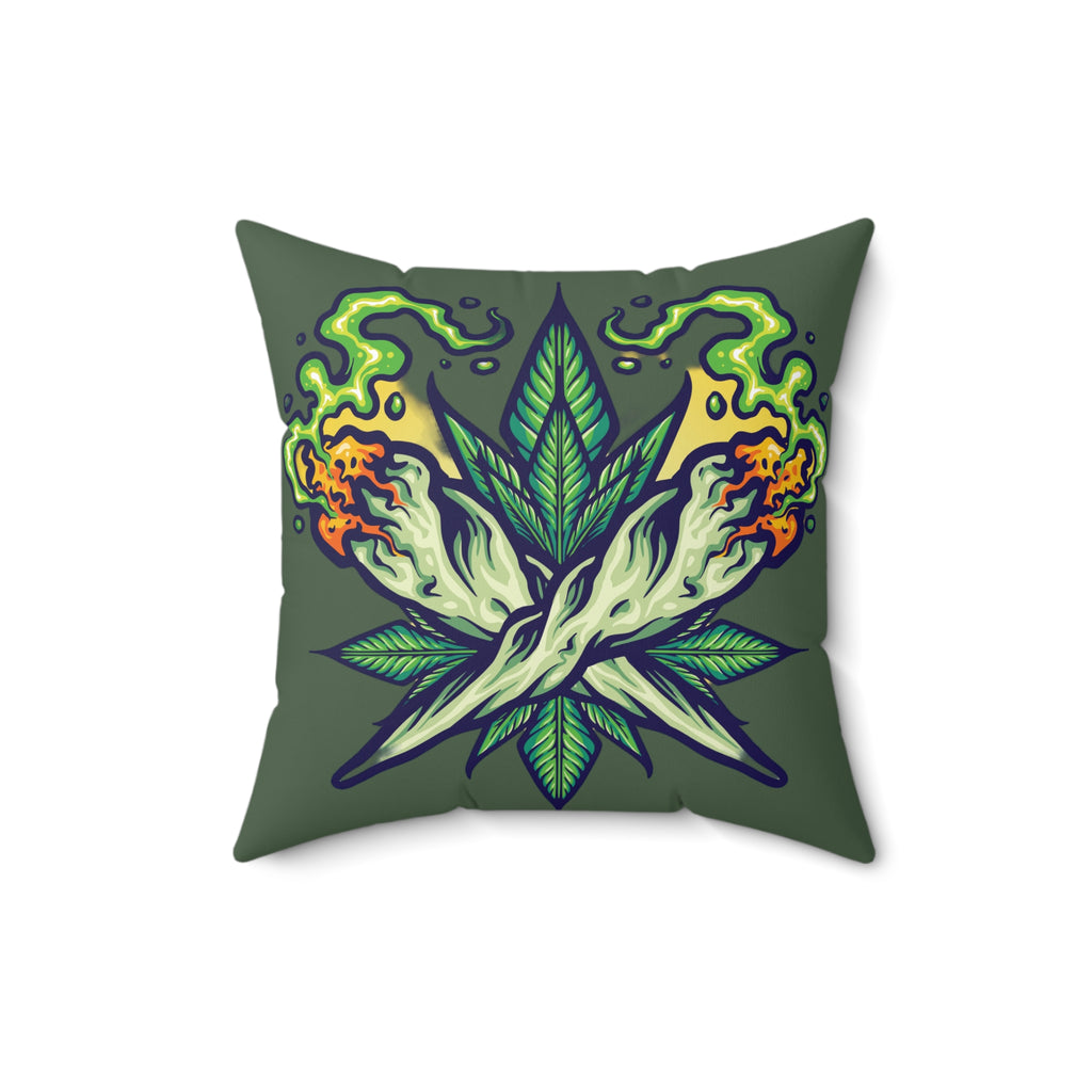 Cannabis Leaf Throw Pillow — Bold Graphic Decorative Cushion