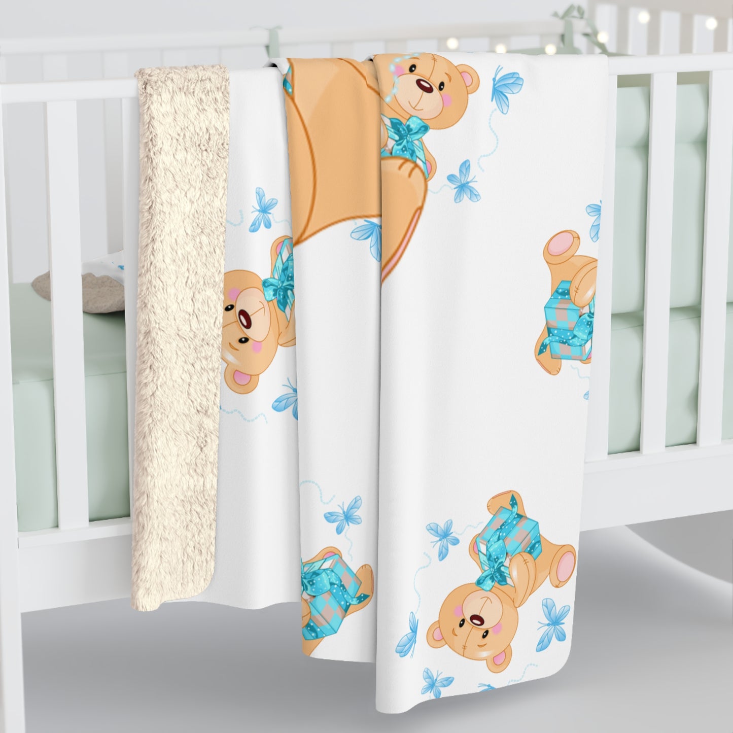 🐻 Adorable Baby Boy Sherpa Fleece Blanket