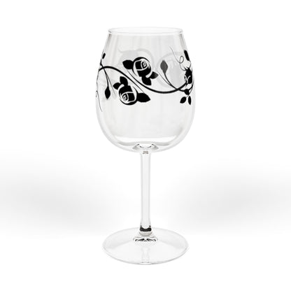 Elegant Floral Wine Glass | 12oz Stemware for Weddings, Anniversaries, Home Decor & Celebratory Gifts