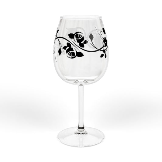 Elegant Floral Wine Glass | 12oz Stemware for Weddings, Anniversaries, Home Decor & Celebratory Gifts