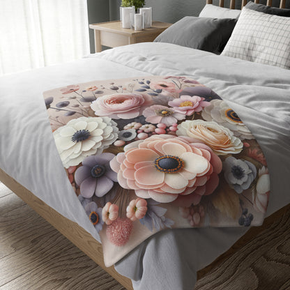 Floral Velveteen Blanket – Soft Microfiber Throw for Elegant Home Décor and Thoughtful Gifting
