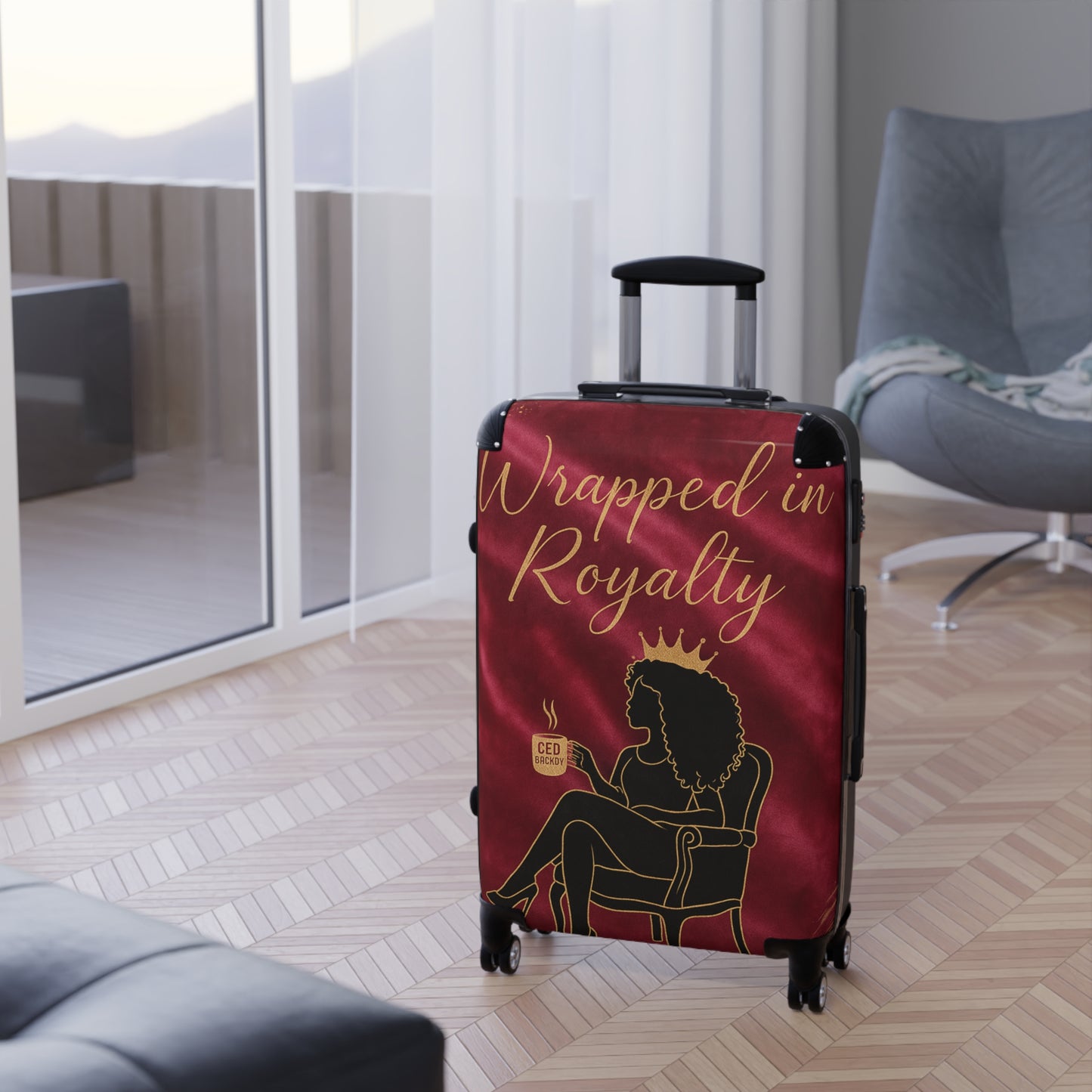 👑 Wrapped in Royalty – Luxurious Travel Suitcase