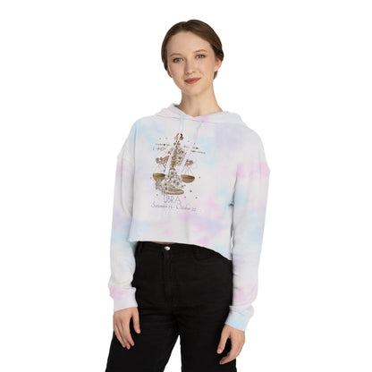 ✨ Libra Chic Cropped Hoodie with Festive Design | Women’s Casual Pullover | Holiday Gift | Cozy Sweatshirt | Seasonal Style 🎄