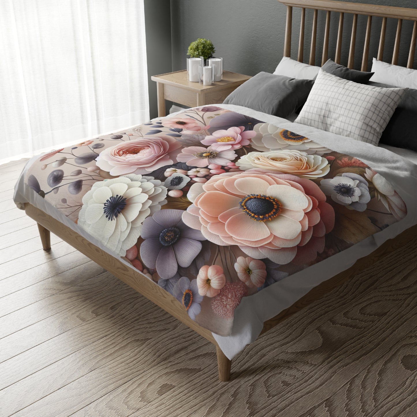 Floral Velveteen Blanket – Soft Microfiber Throw for Elegant Home Décor and Thoughtful Gifting