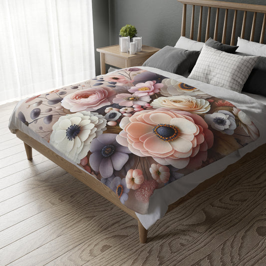 Floral Velveteen Blanket – Soft Microfiber Throw for Elegant Home Décor and Thoughtful Gifting