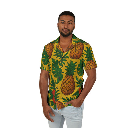 🍍 Vibrant Pineapple Hawaiian Camp Shirt — Tropical Vibes, Island Energy