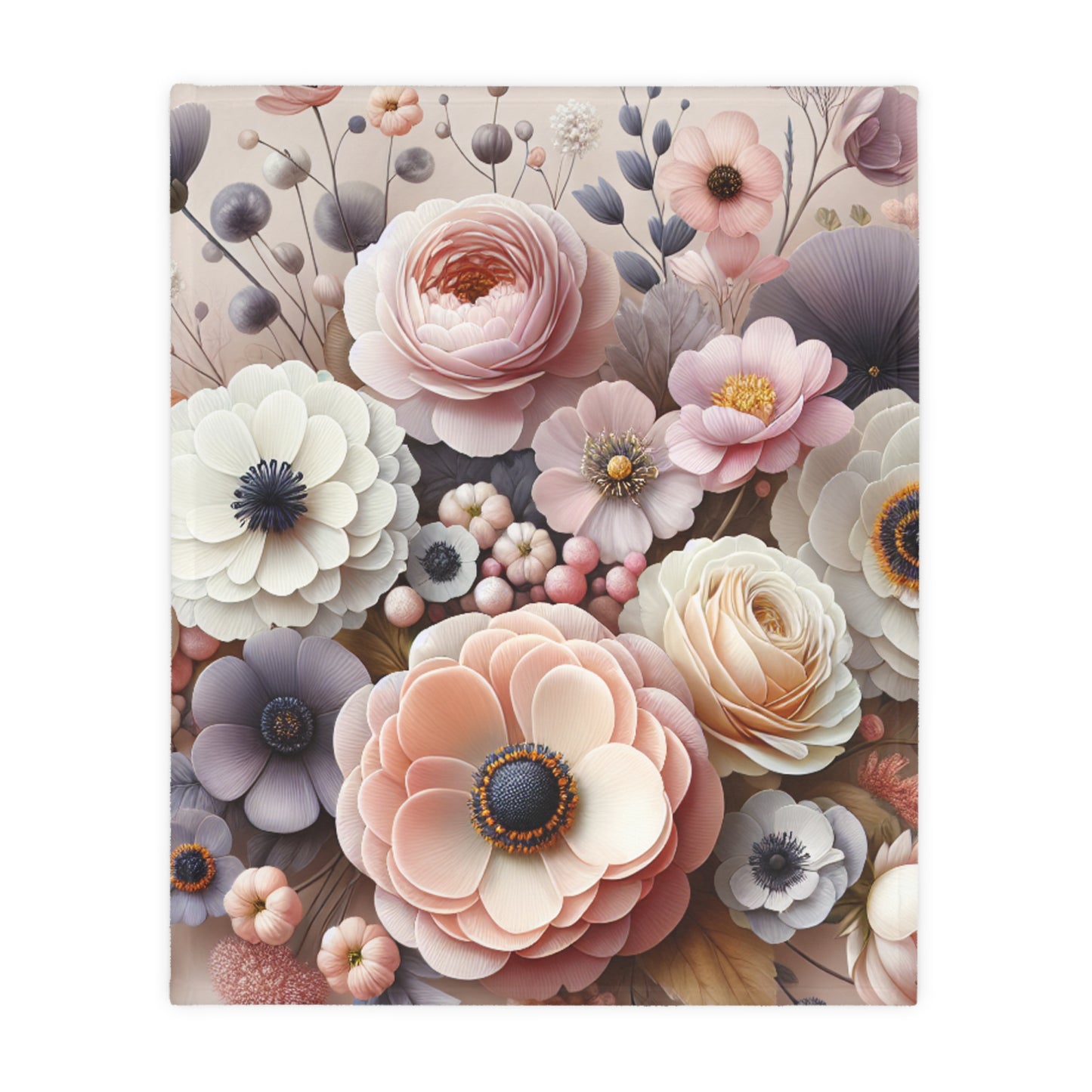 Floral Velveteen Blanket – Soft Microfiber Throw for Elegant Home Décor and Thoughtful Gifting