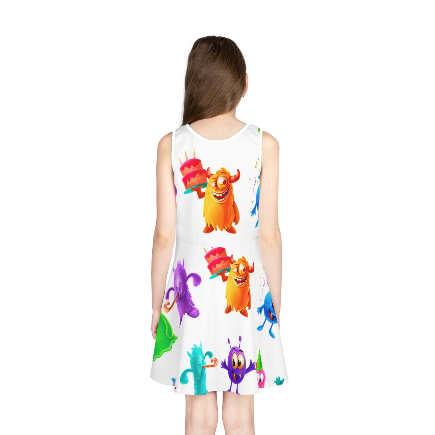 Colorful Monster Print Girls' Sundress | Fun, Whimsical, and Perfect for Summer Adventures