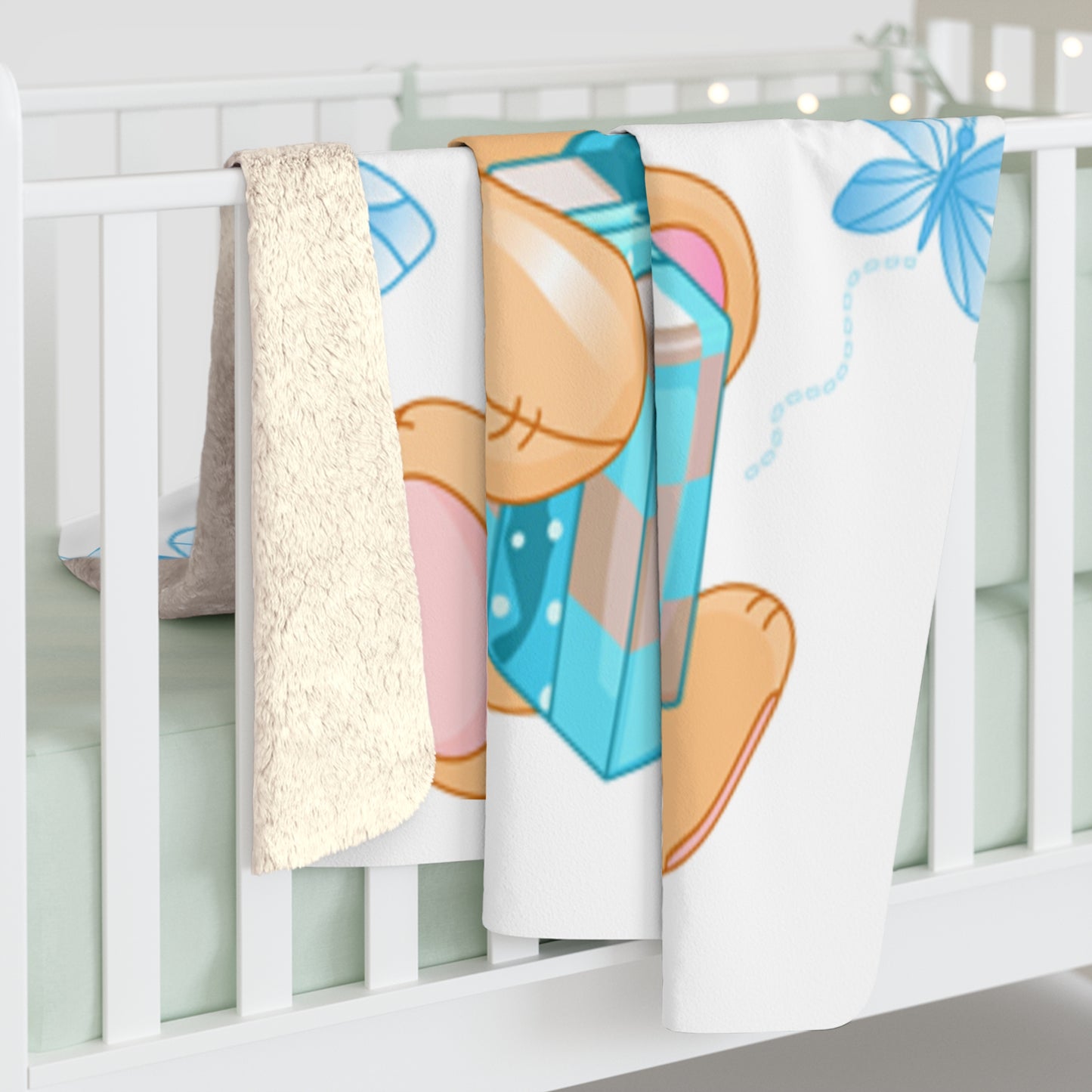 🐻 Adorable Baby Boy Sherpa Fleece Blanket