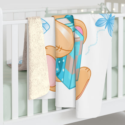 🐻 Adorable Baby Boy Sherpa Fleece Blanket
