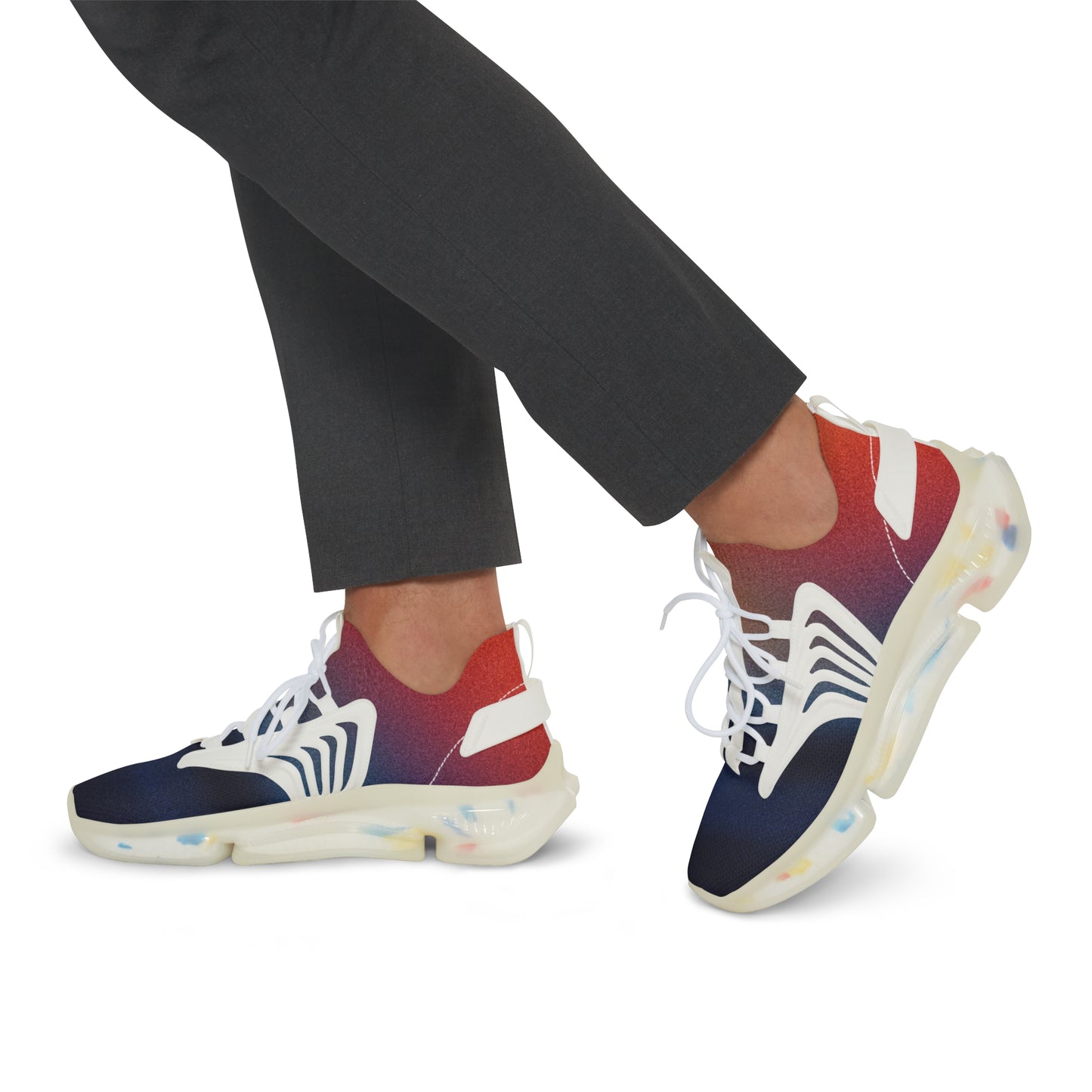 Blue and Orange Gradient Men's Mesh Sneakers | Bold Style Meets All-Day Comfort
