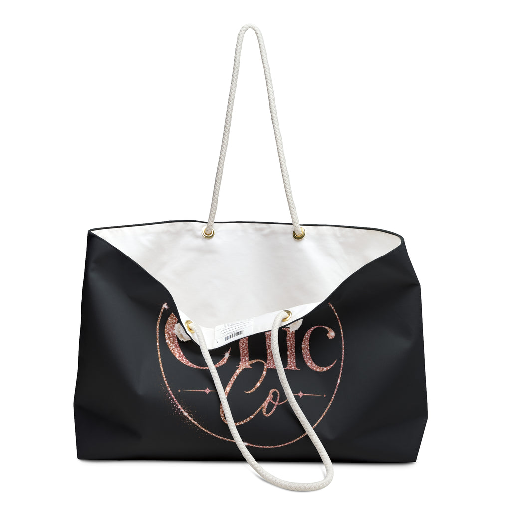 Chic Co. Black and Rose Gold Weekender Bag —Travel Tote