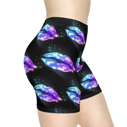 💋 Cosmic Lip Print Biker Shorts Bold & Stylish Women’s Athletic Shorts | Perfect for Festivals, Summer Days & Fierce Fashion Moments