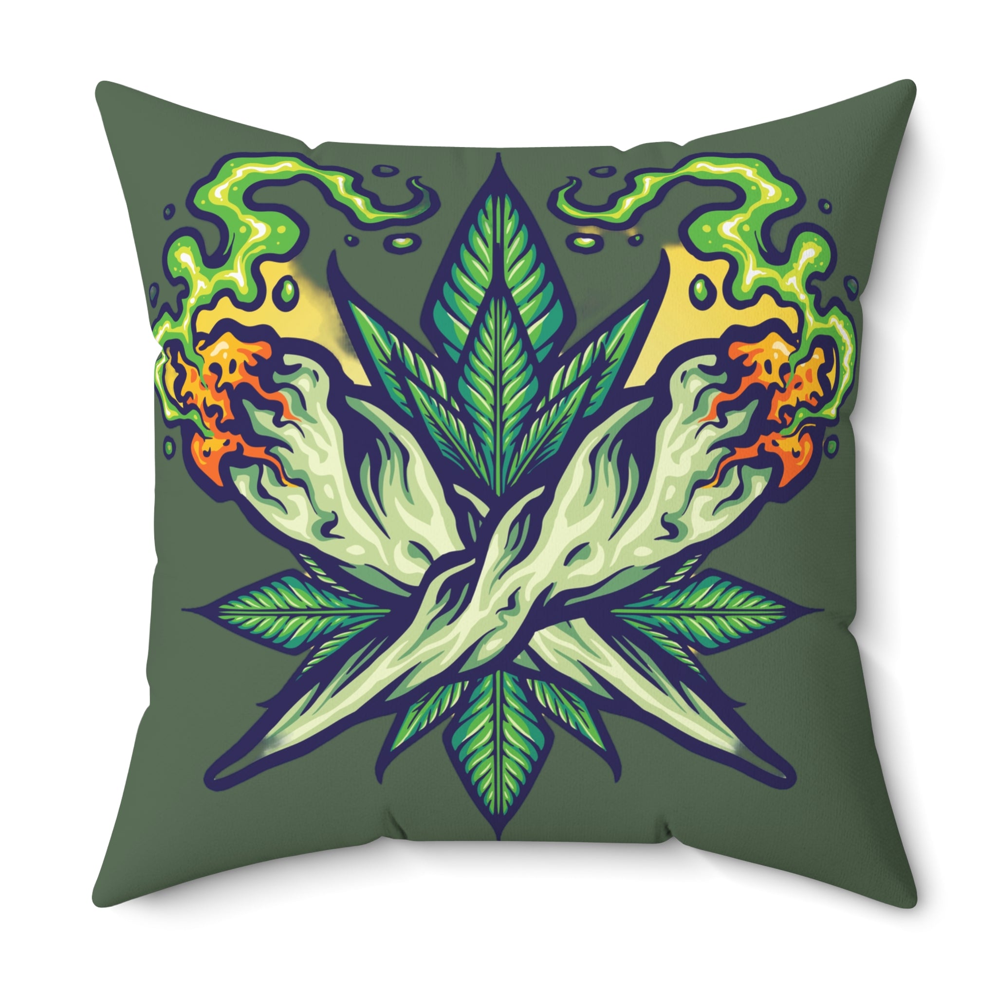 Cannabis Leaf Throw Pillow — Bold Graphic Decorative Cushion