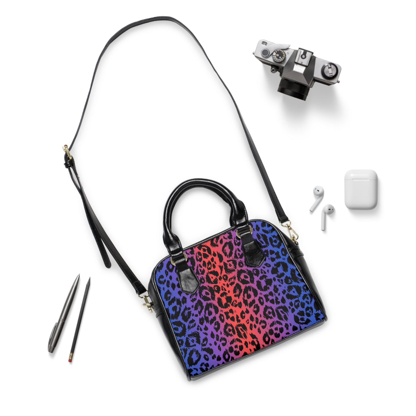 Vibrant Leopard Print Shoulder Handbag