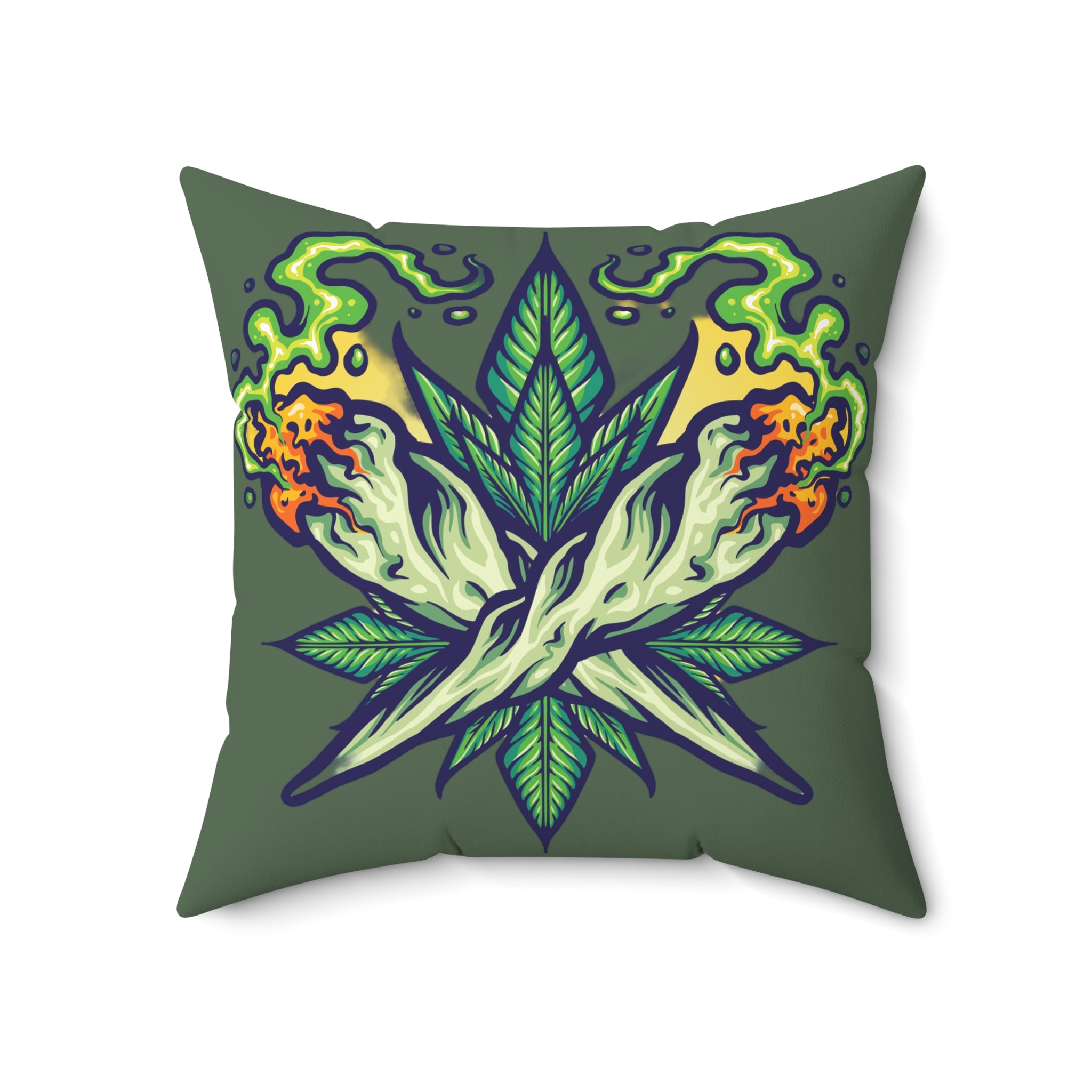 Cannabis Leaf Throw Pillow — Bold Graphic Decorative Cushion