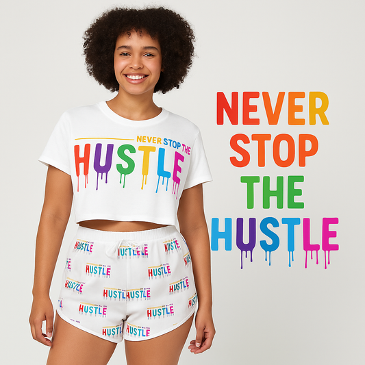 Never Stop the Hustle Crop Tee & Relaxed Short Set