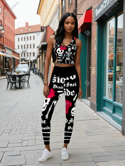 🖤 Dead Inside Crop Top + Dead Inside Leggings with Pockets Bundle