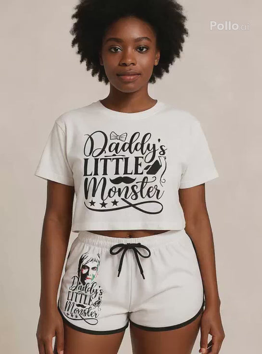 Daddy’s Little Monster Set — Crop Tee & Relaxed Shorts